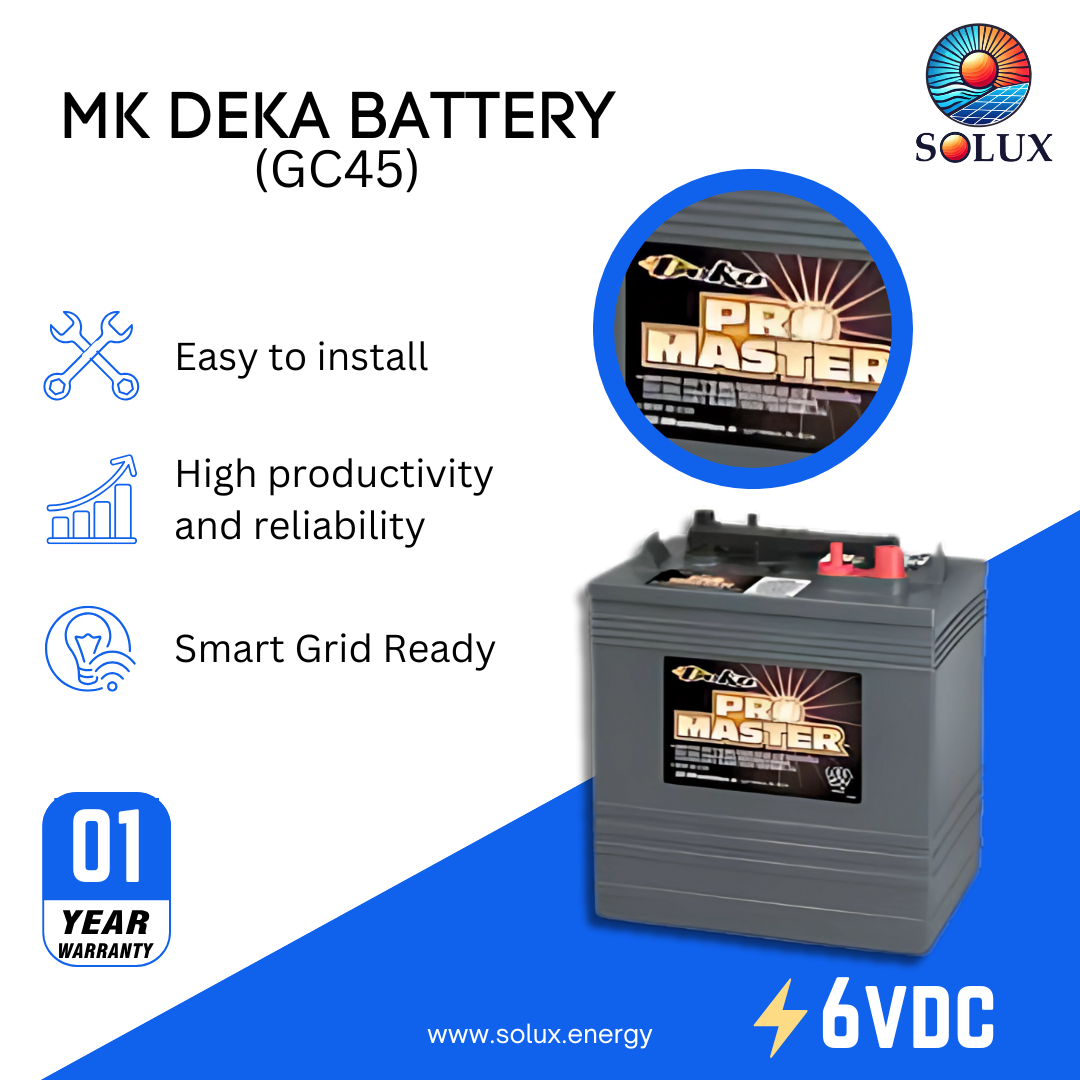 This is an image of MK Deka 6 Volt Golf Cart Batteries FLA GC45